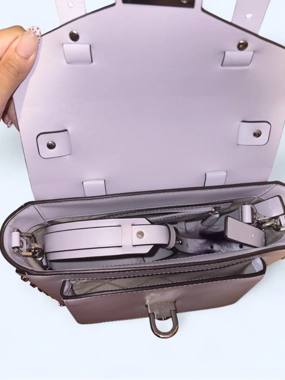 Michael Kors Manhattan Medium Top Handle School Lavender Mist/Sliver Satchel